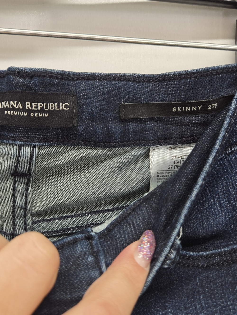 Banana Republic Skinny Jeans Womens 27P Blue Dark‎ Wash Denim Low Rise Zip Fly - Picture 5 of 14
